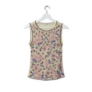 Escada Beaded Floral Sleeveless Top S Beige